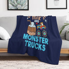 Chocolate Milk And Monster Trucks Velvety-soft Throw Blanket