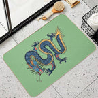 TIBETAN DRAGON RUG-turquoise  Stain-Proof Bath Mat