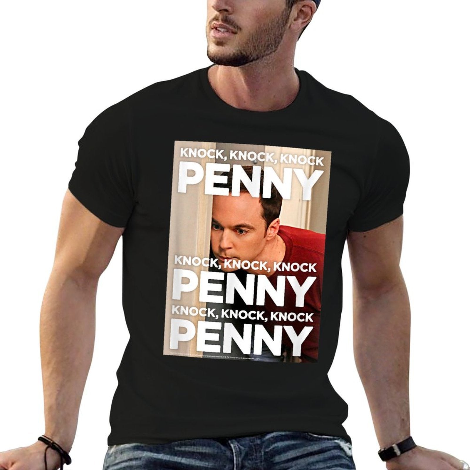 The Big Bang Theory Knock, Knock, Knock Penny  Ribbed Collar T-Shirt
