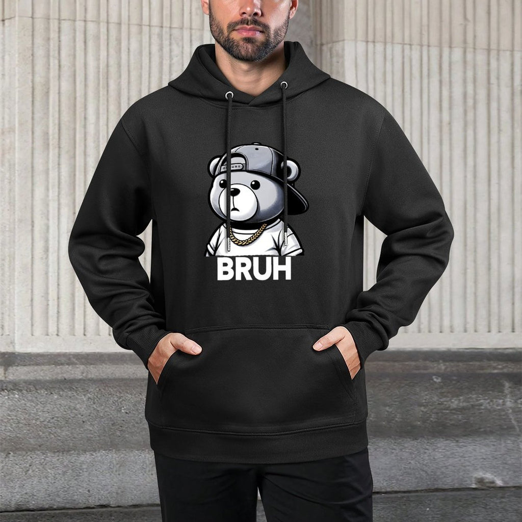 Bruh Meme Hip Hop Teddy Bear Funny Boysns Mensnager Layering Staple Hoodie
