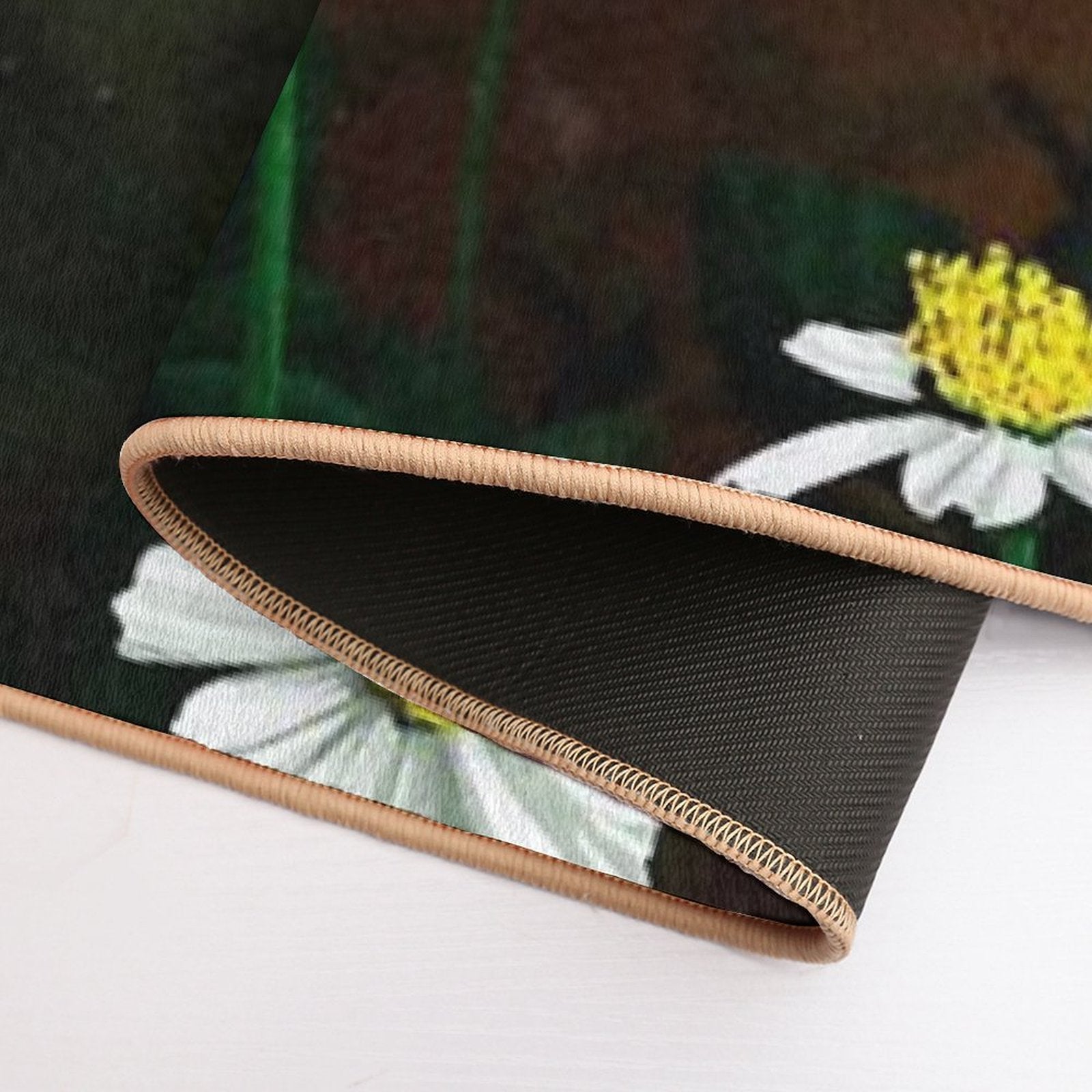 White Flowers  Easy Maintenance Bath Mat