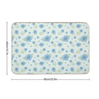 Blue Watercolor Flowers – Soft Green Background Floral Pattern  Non-Slip Bath Mat
