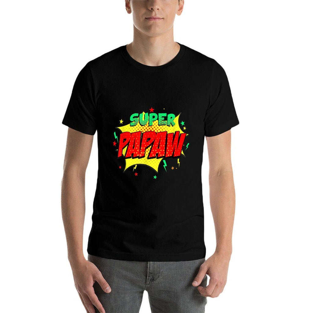 Super Papaw Comic Themed Style Superhero Fathers Day  Slim-fit Cut T-Shirt