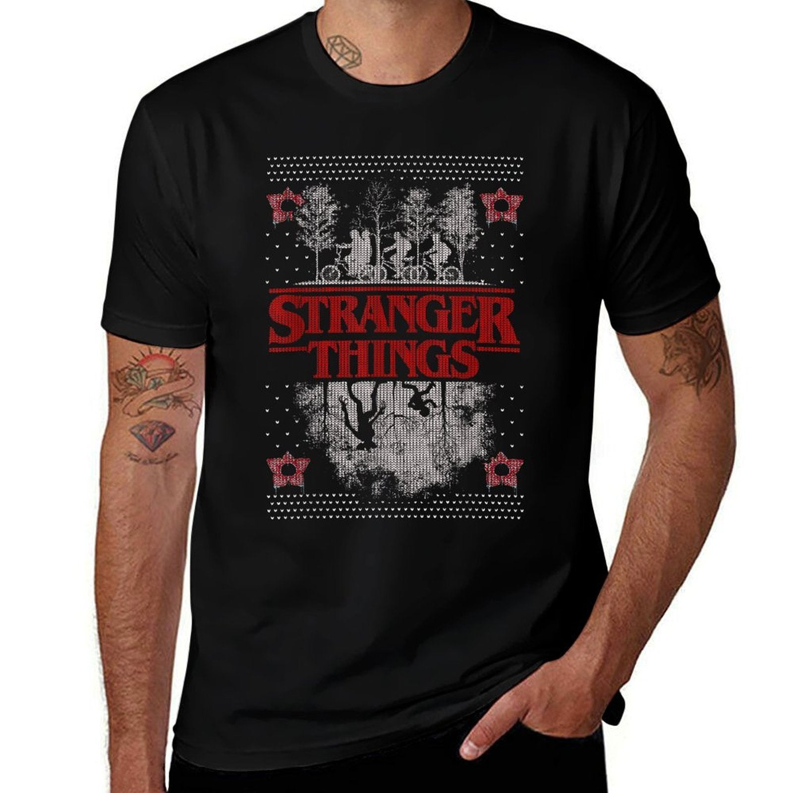 Netflix Stranger Things Ugly Christmas Sweater Style  Moisture-wicking T-Shirt