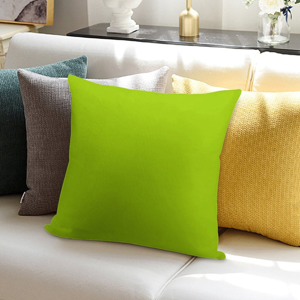 EXCLUSIVE TO OZCUSHIONS - VERY VIVID LIME GREEN -SOLID PLAIN GREEN COLOR Soft Fade-Resistant Throw Pillow