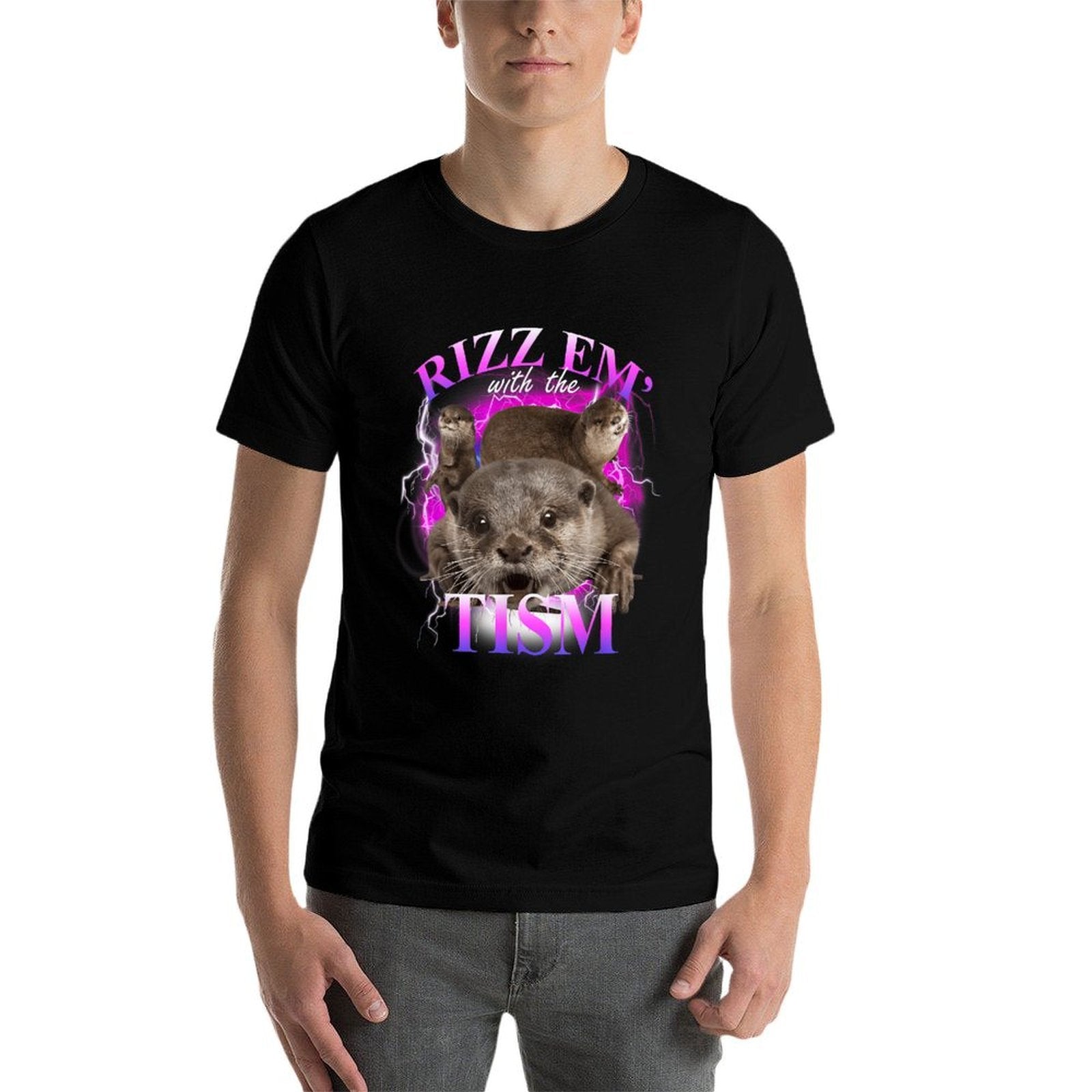 Autism Funny Rizz Em With The Tism Meme Autistic Otter  Vintage-inspired T-Shirt