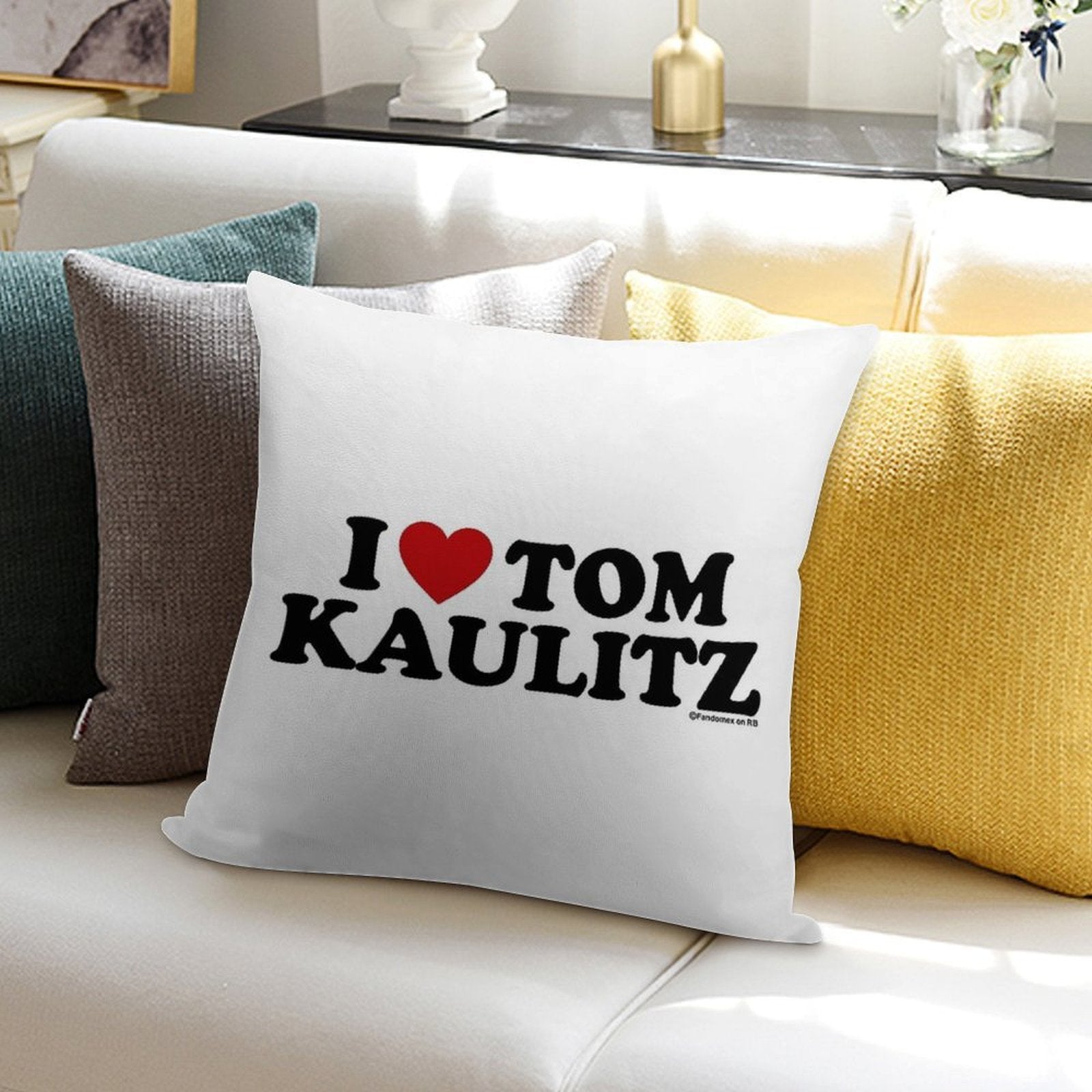 I LOVE TOM KAULITZ DESIGN Soft Hidden Zipper Throw Pillow
