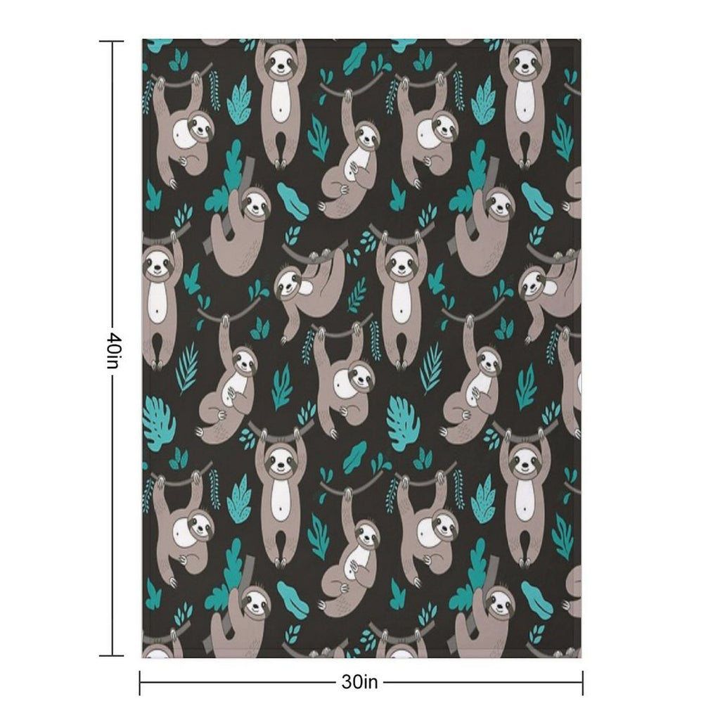 Lazy Sloths on Black Background Multi-functional Throw Blanket