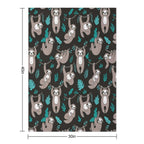 Lazy Sloths on Black Background Multi-functional Throw Blanket