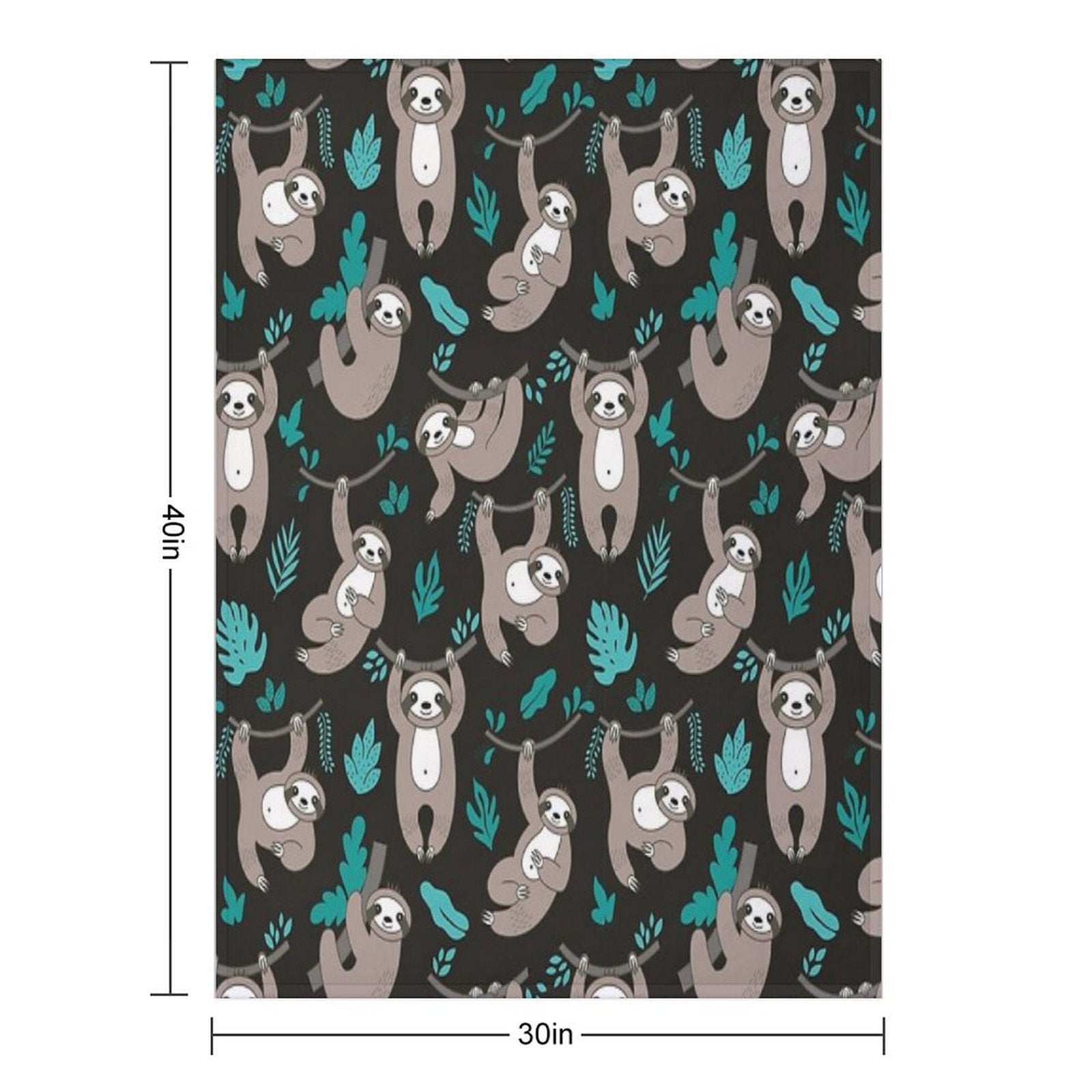 Lazy Sloths on Black Background Multi-functional Throw Blanket