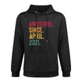 Awesome Since April 2021 4th Birthday 4 Years Old - Retro Cotton-Polyester Blend Hoodie