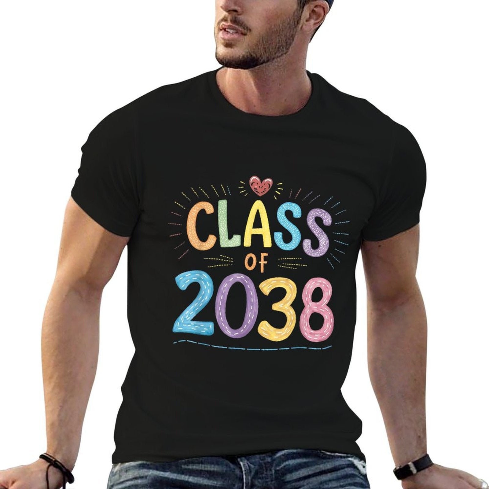 Funny Class of 2038 Grow with Mes First Day of School  High-quality Stitching T-Shirt