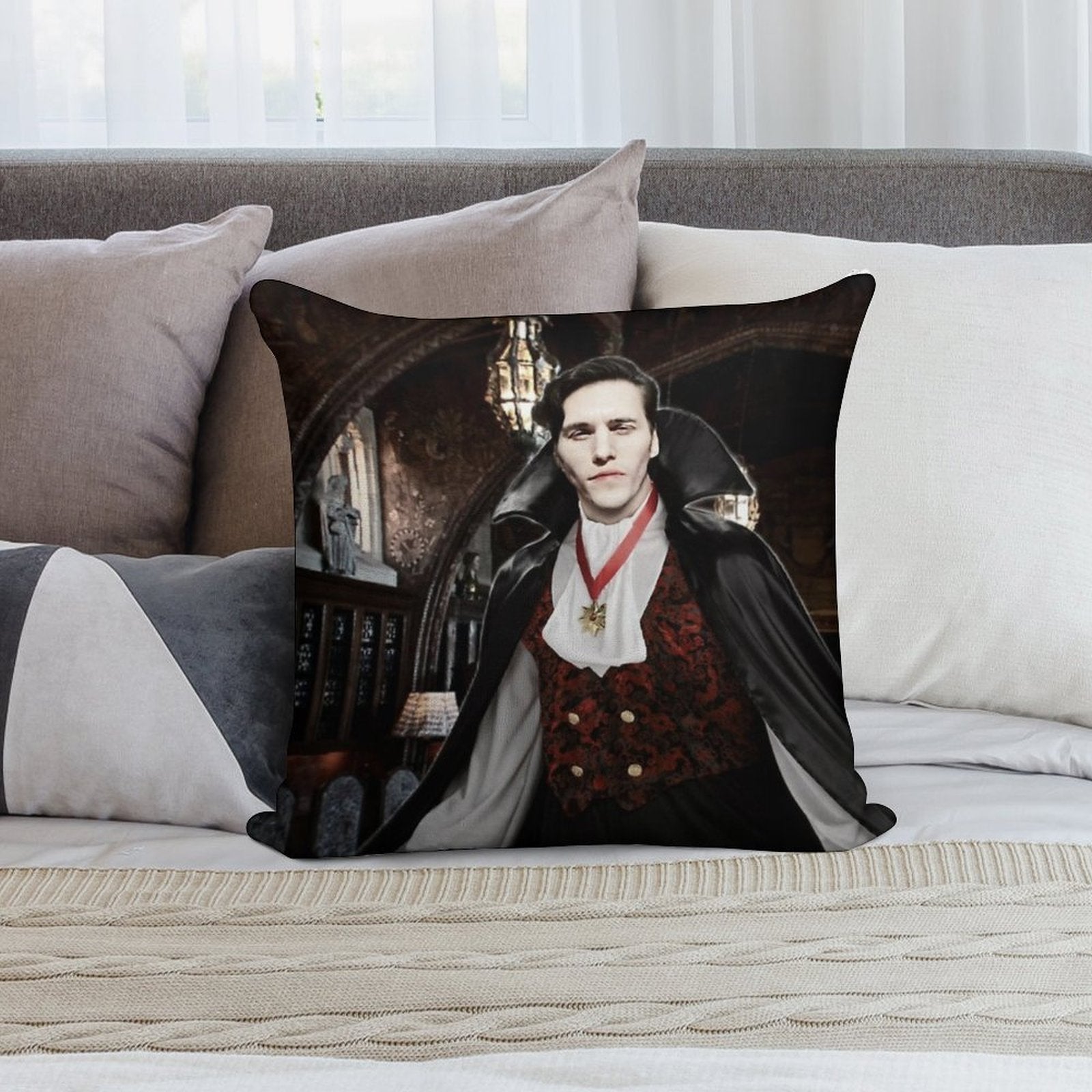 Vampire Jerma Alt. Soft Hidden Zipper Throw Pillow