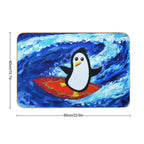 Surfing Penguin on A Summer Day  Easy To Clean Bath Mat