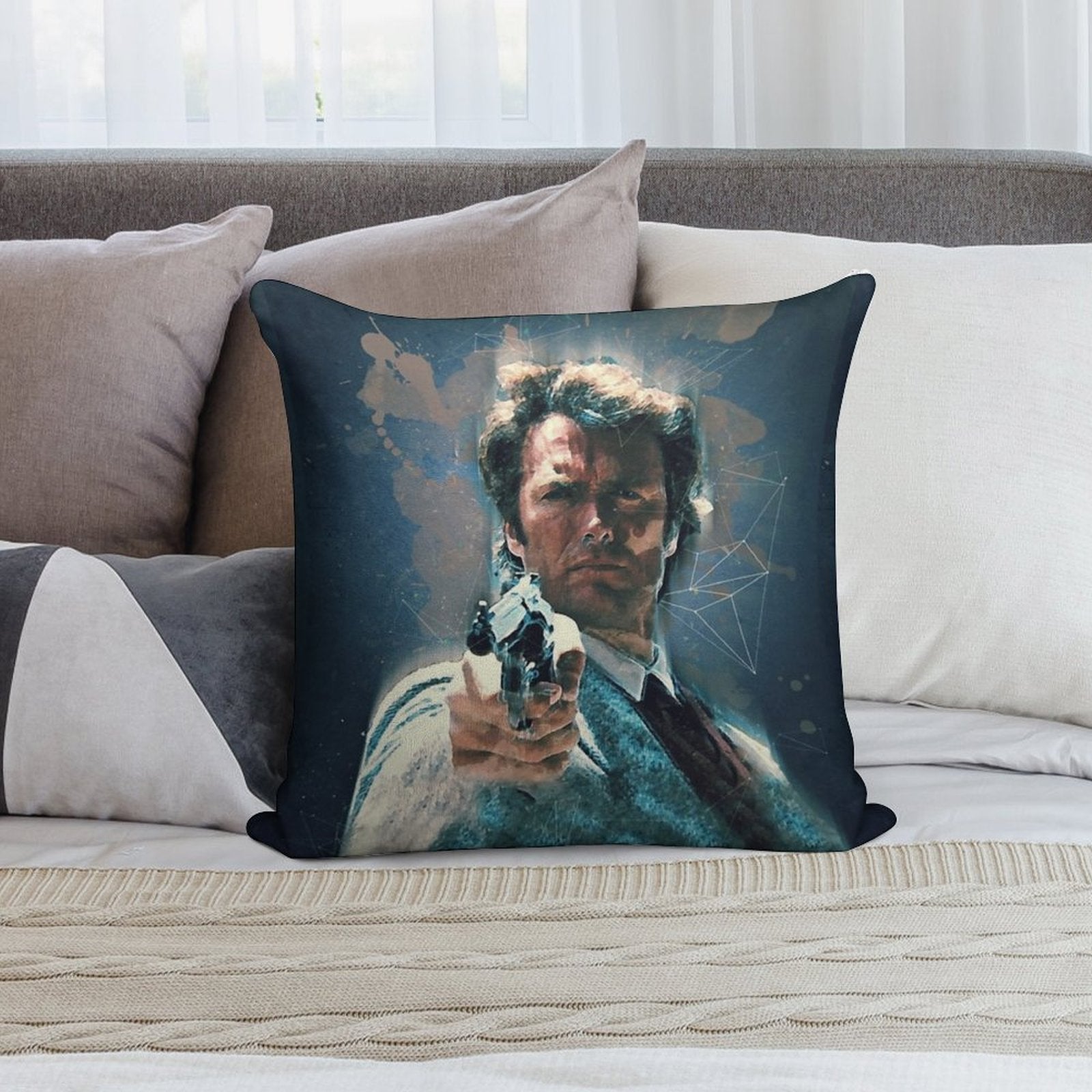 Dirty Harry Vintage Art Soft Warmth Comfort Throw Pillow