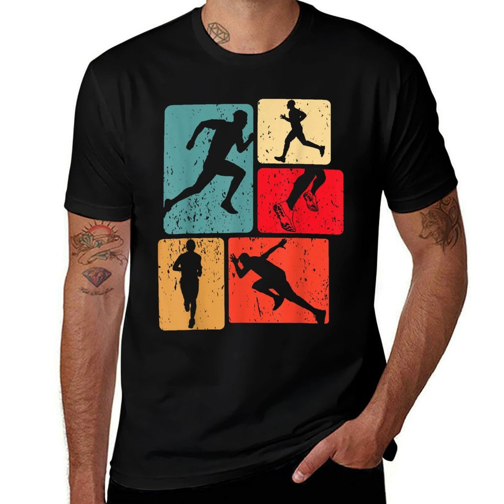 Funny Runner Running Marathon Track And Field Lovers Outfit  Rolled Sleeves T-Shirt