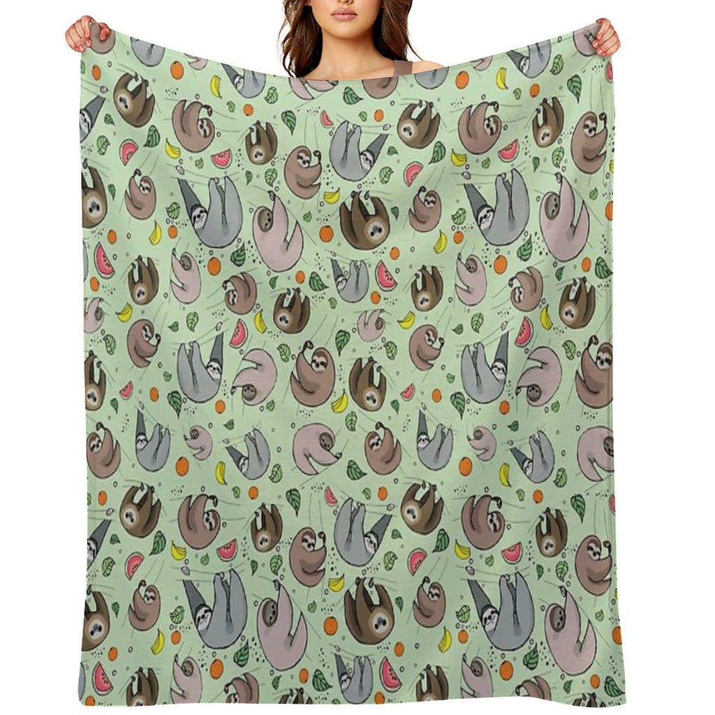 Sloths Easy Care Throw Blanket