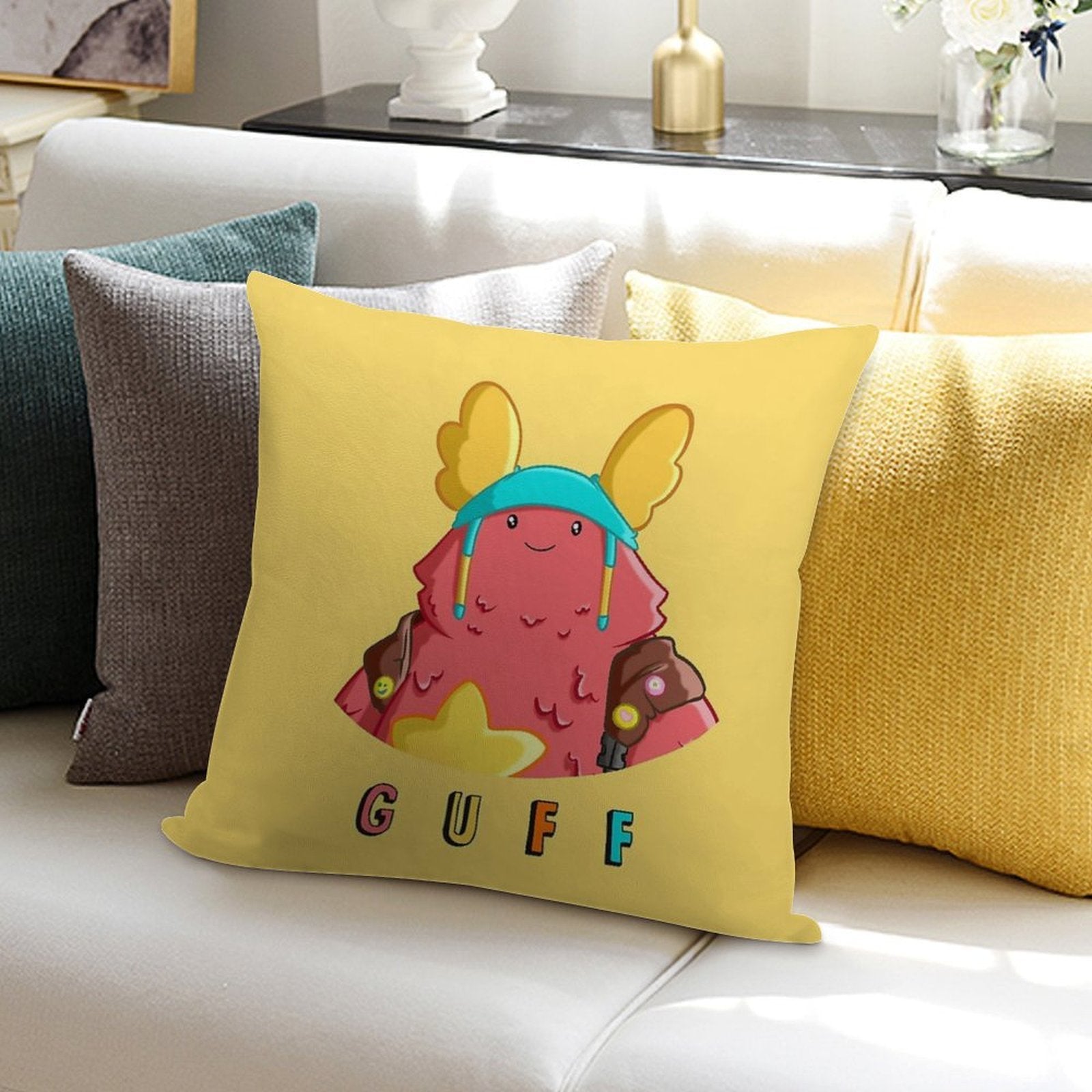 Cute Guff Soft Short Plush Fabric Throw Pillow