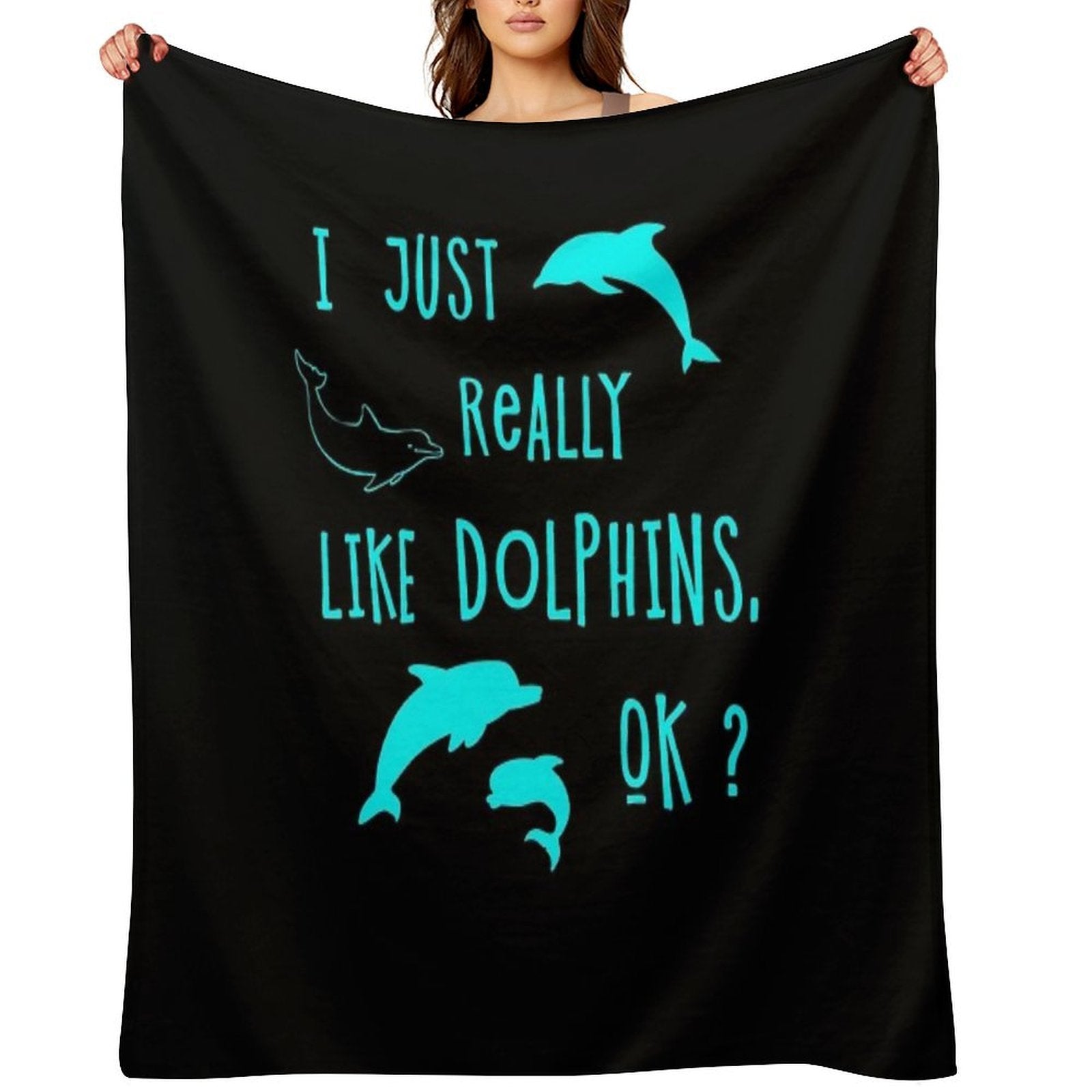 I Just Really Like Dolphins, Ok Anti-pilling Throw Blanket