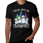 Chillin’ with My Snowmies Funny Christmas Snowman Men Women  Oversized Silhouette T-Shirt