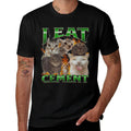 I Eat Cement Funny Cat Meme Bootleg Graphic  Ribbed Collar T-Shirt