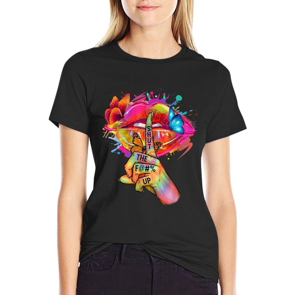 Shut The F--k Up Hippie Tie Dye Trippy Colours Sexy Lip  Affordable Price T-Shirt