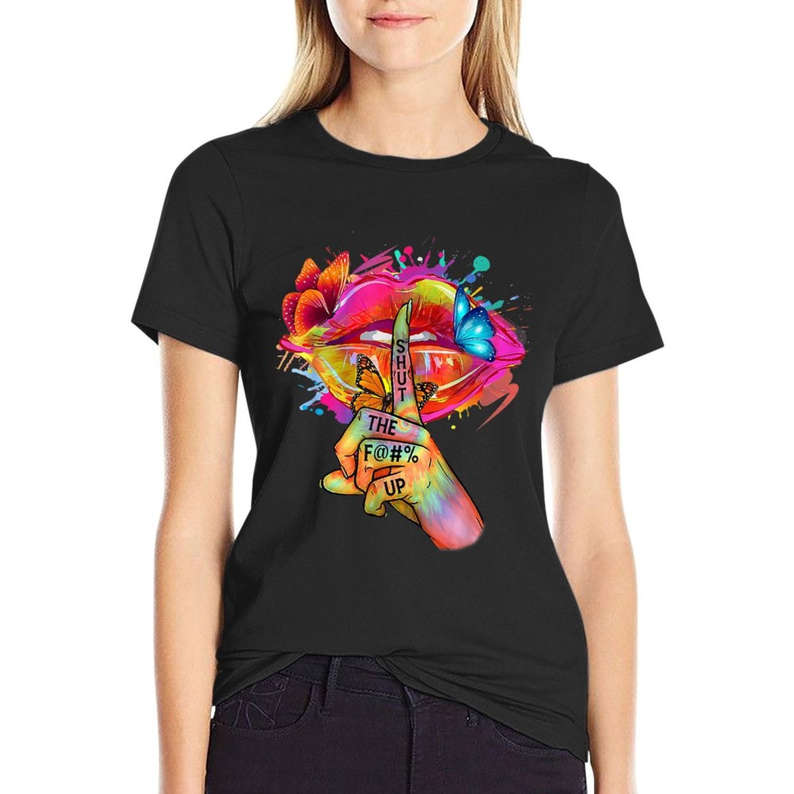 Shut The F--k Up Hippie Tie Dye Trippy Colours Sexy Lip  Affordable Price T-Shirt