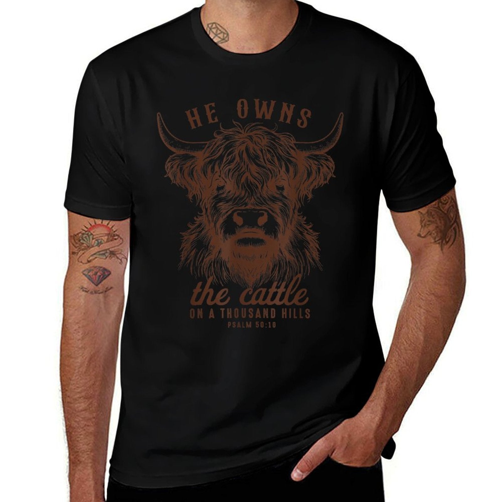 He Owns The Cattle On A Thousand Hills Funny Cow  Soft T-Shirt