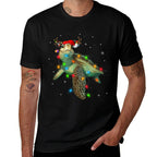 Sea Turtle Christmas Lights Funny Santa Hat Merry Christmas  Trendy Pattern T-Shirt