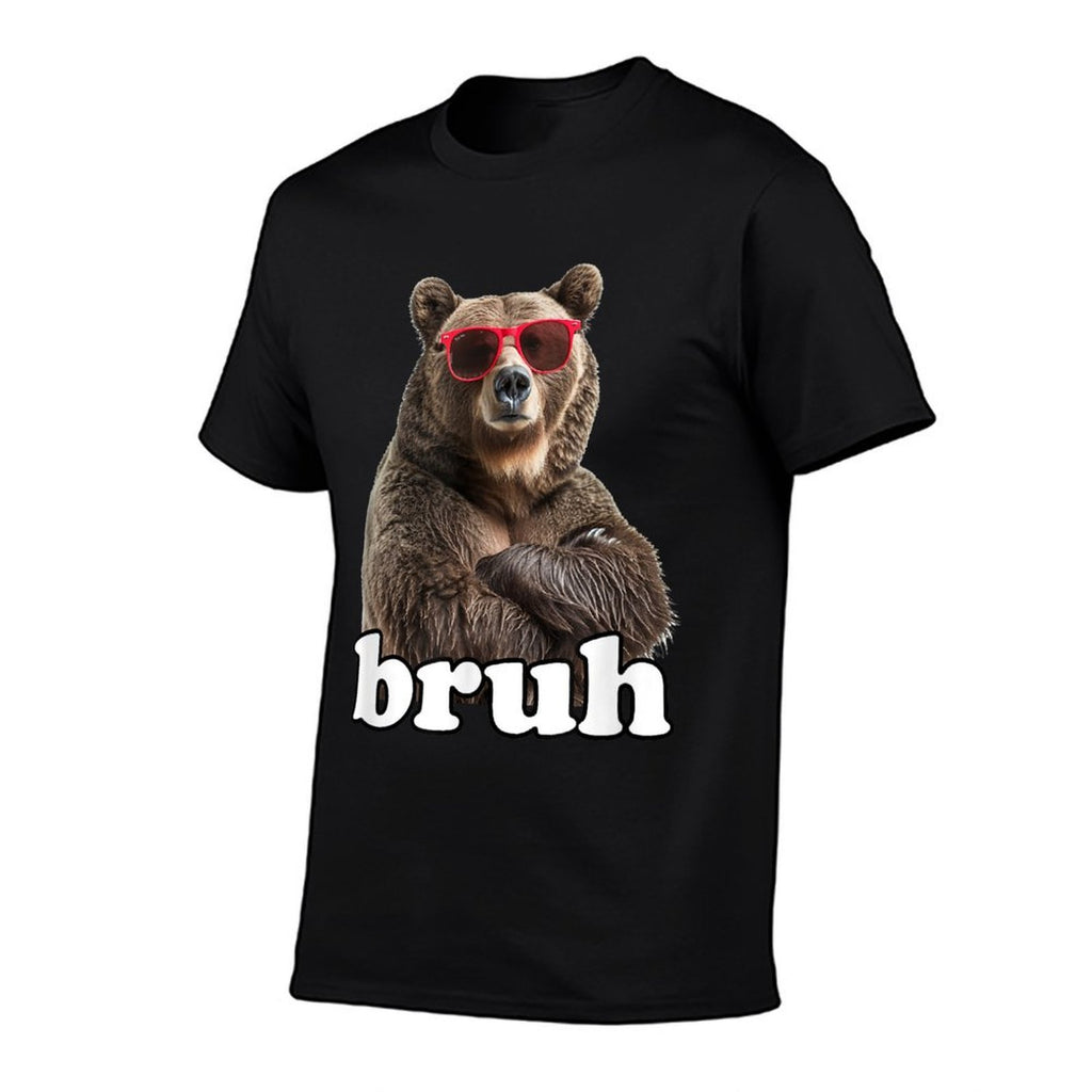 Bruh Boys Funny Cool Bear Sunglasses Bruh Meme Saying  Tagless Design T-Shirt