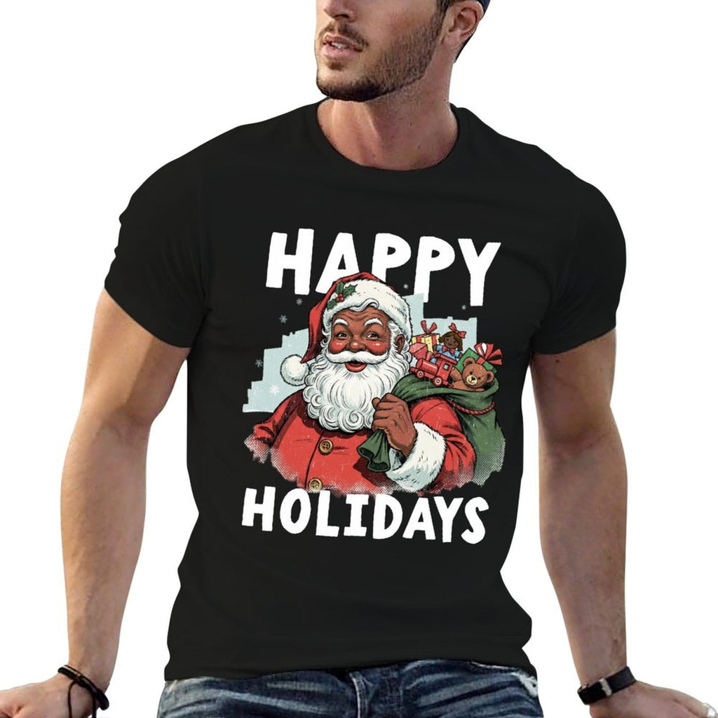 Happy Santa African American Christmas Holidays Black Pride Sweatshirt  Stretchy T-Shirt