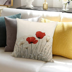 Red Poppies In Bloom Soft Bedroom Essential Throw Pillow
