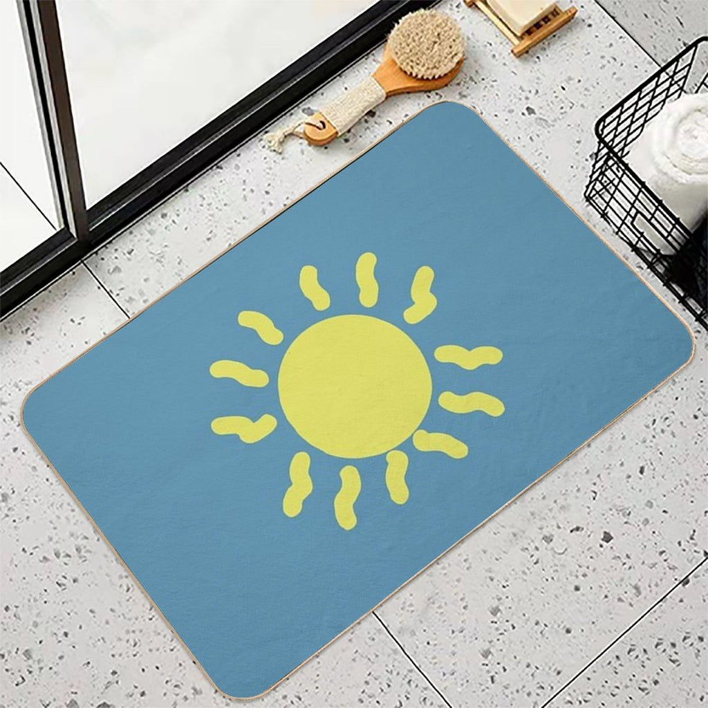 Blue Background with Bright Sun  Slip-Resistant Bath Mat