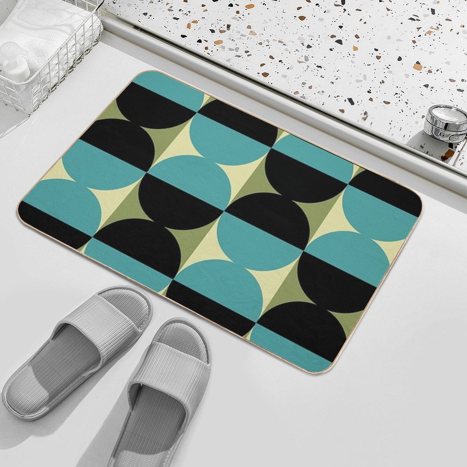 Mid Century Modern Geometric Abstract Pattern 737  Rapid-Drying Bath Mat