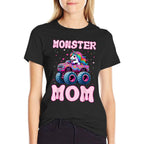 Funny Cute Unicorn Riding A Pink Monster Mom Truck Lovers  Summer-ready Fabric T-Shirt