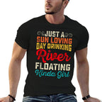 Retro Float Trip River Tubing Floating River Boat Drinking  Relaxed-fit T-Shirt