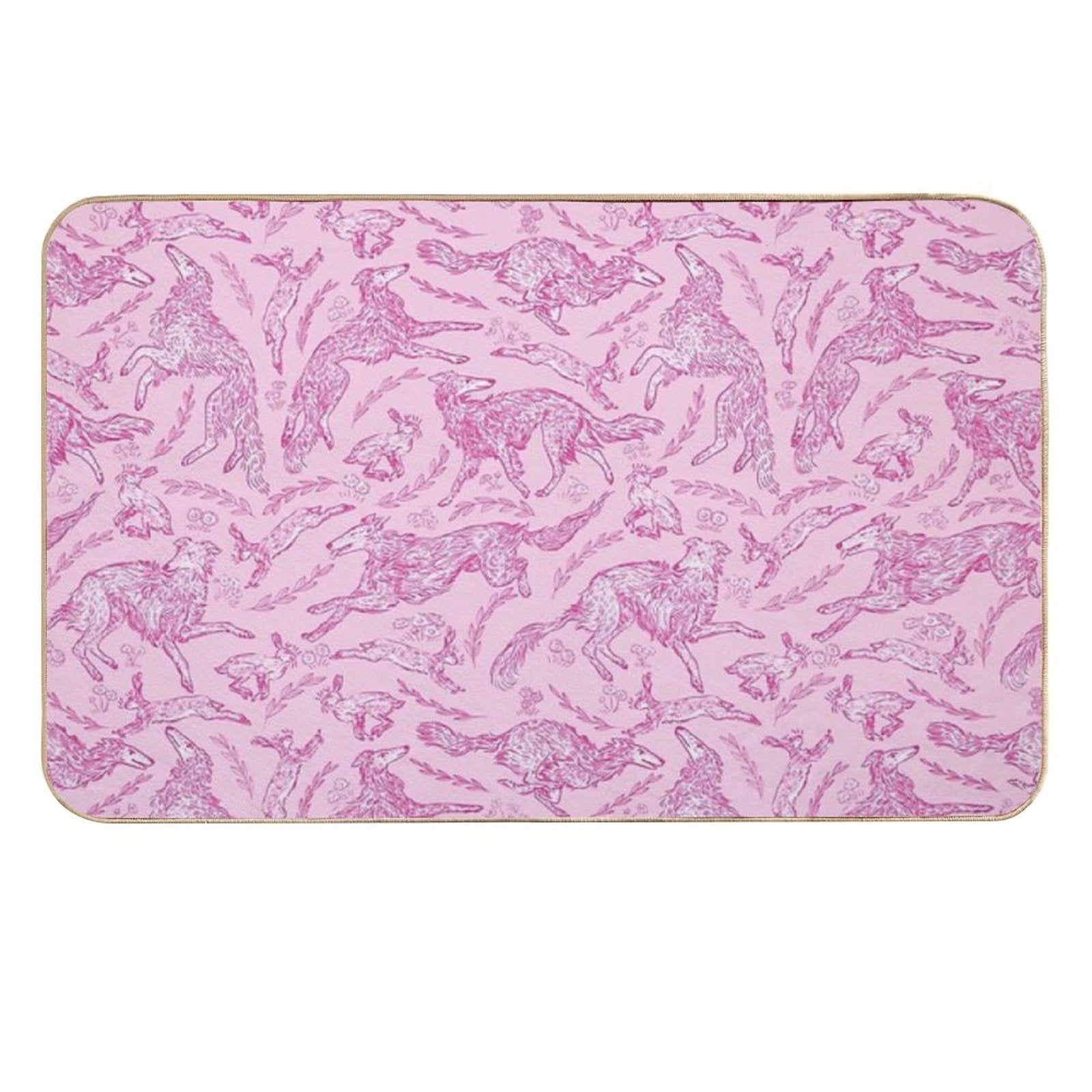Hounds And Hares - Pink Toile  Toxin-Free Bath Mat