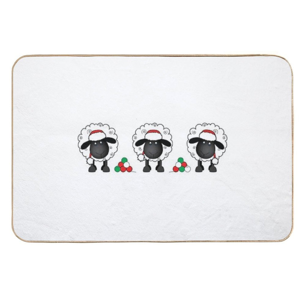 Christmas Sheep Trio With Wool - Shelby  Toxin-Free Bath Mat