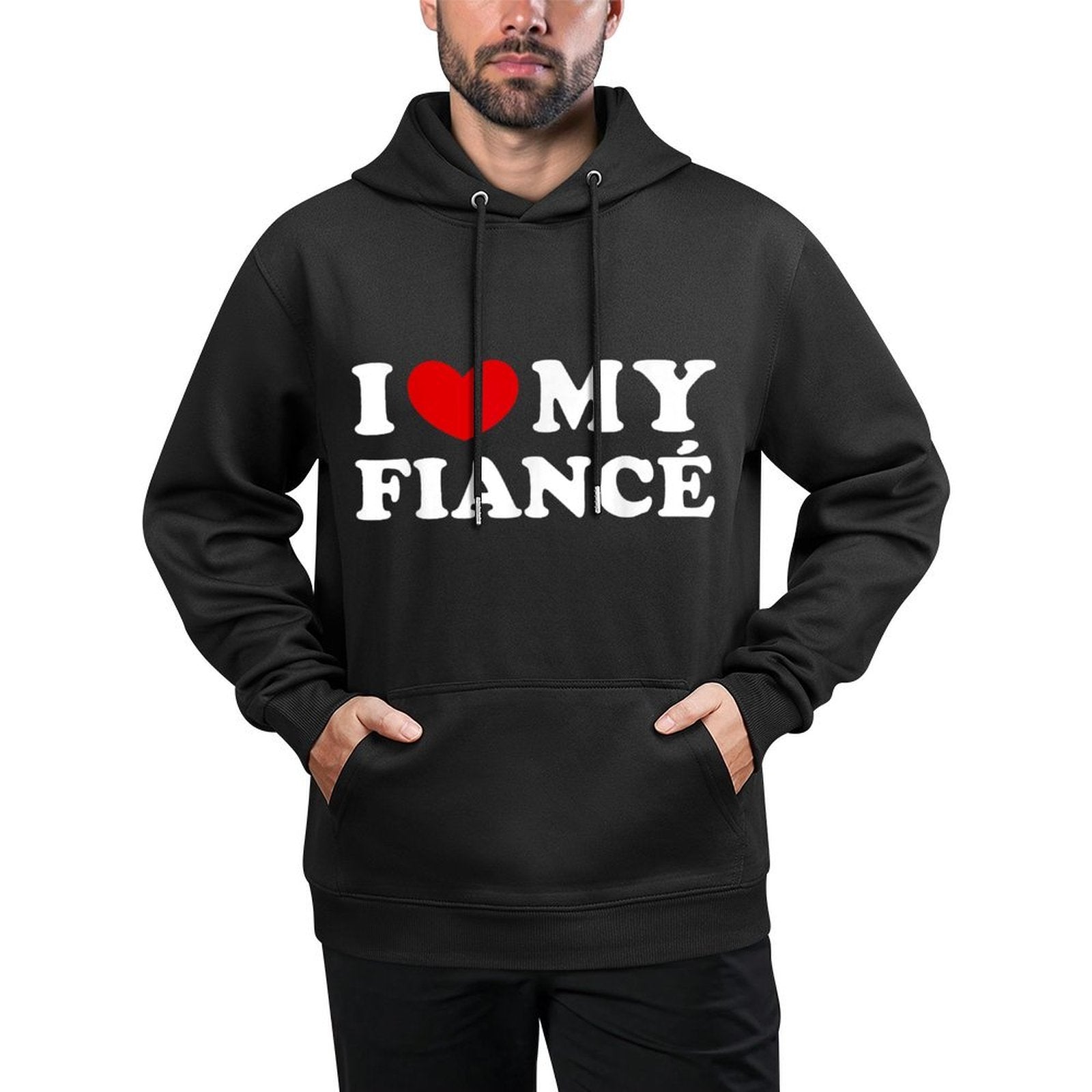 I Love My Fiancé I Heart My Fiancé Kangaroo Pocket Hoodie