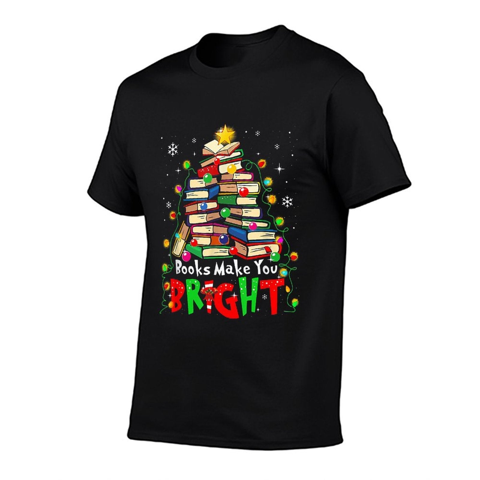 Books Make You Bright Christmas Librarian Book Lover  Eco-friendly Material T-Shirt