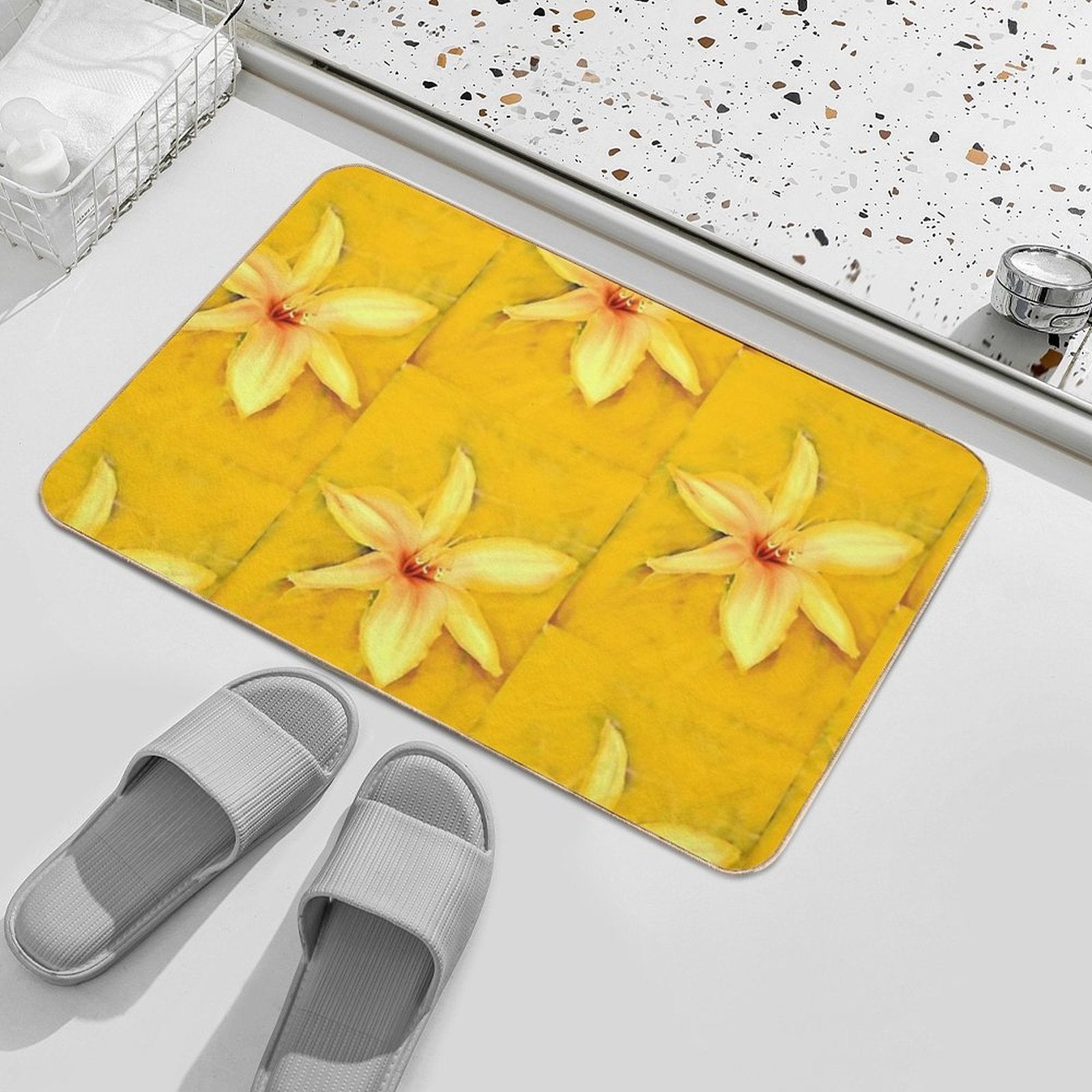 Star Yellow Lilly  Slip-Resistant Bath Mat