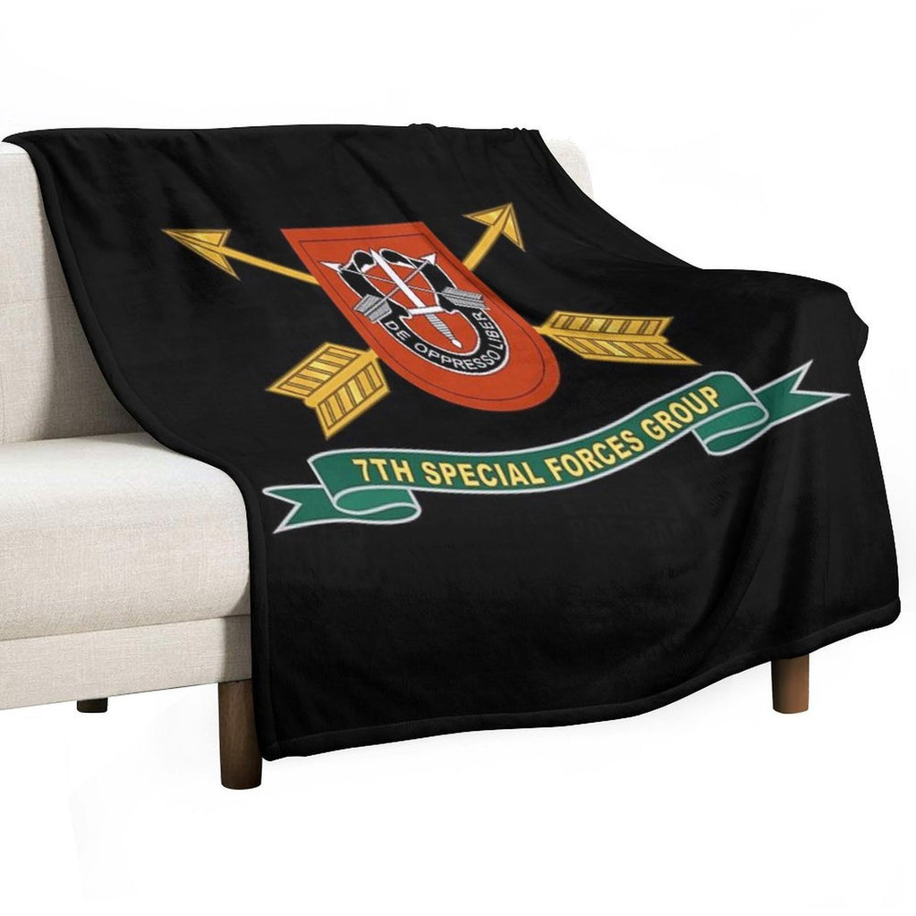 Army - 7th Special Forces Group - Flash W Br - Ribbon X 300 Sustainable Throw Blanket