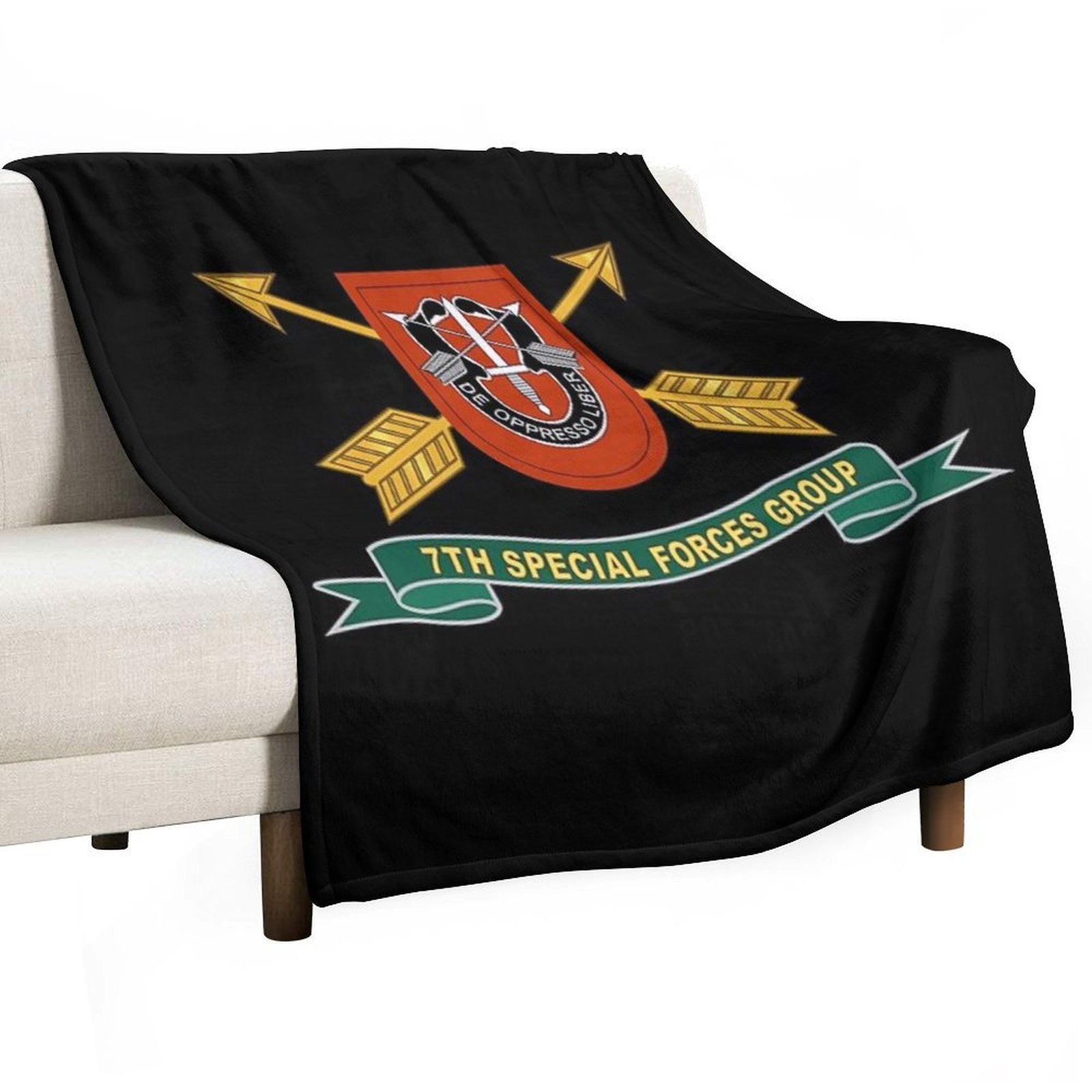 Army - 7th Special Forces Group - Flash W Br - Ribbon X 300 Sustainable Throw Blanket