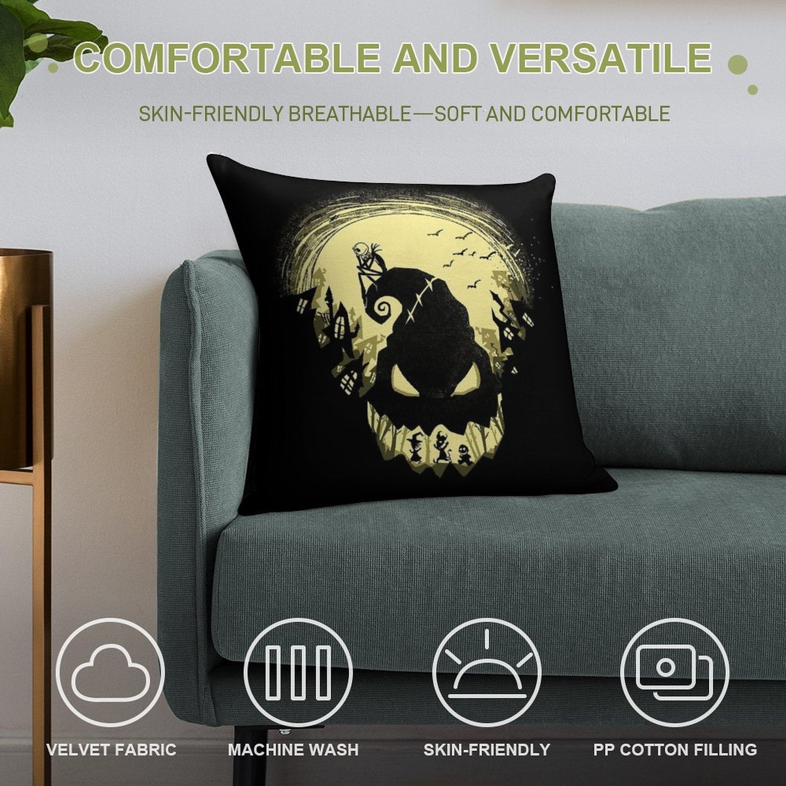Jack's Nightmare Soft High-Density Material Throw Pillow