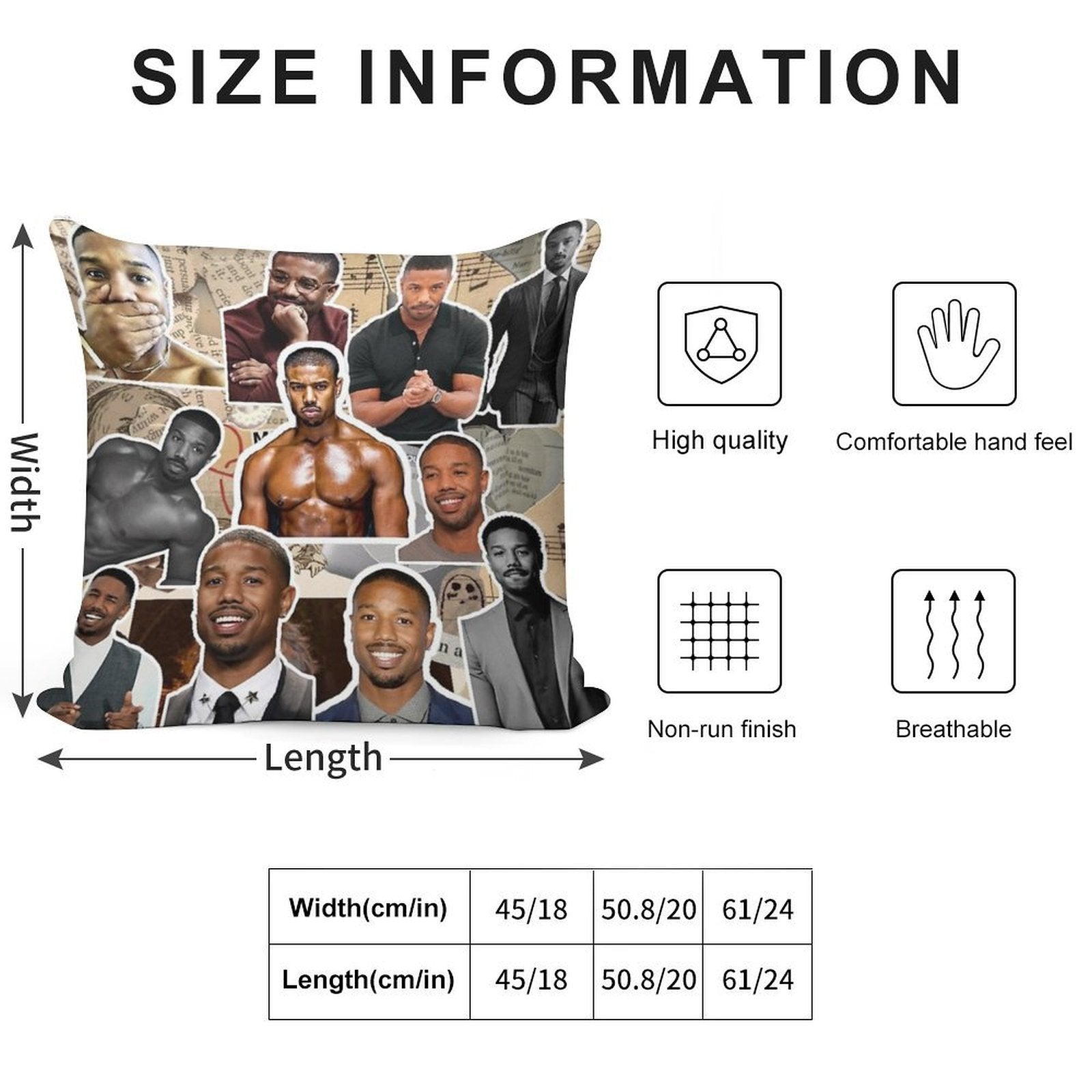 Michael B Jordan Photo Collage Soft Easy Maintenance Throw Pillow