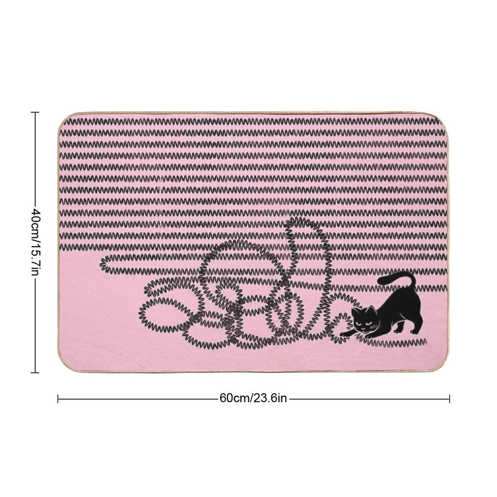 Unravel (Black Cat on Pink)  Eco-Friendly Bath Mat