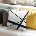 Black And White Geometric Lines Soft Anti-Pilling Throw Pillow
