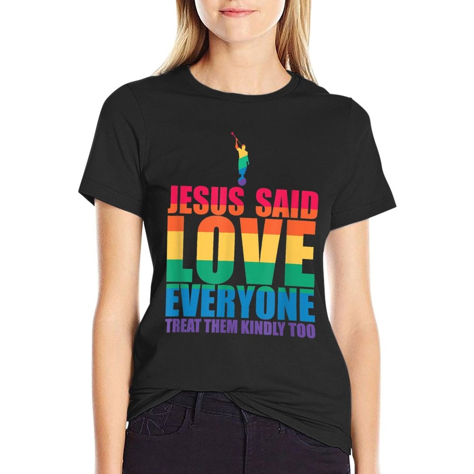 JESUS SAID LOVE EVERYONE TREAT THEM KINDLY TOO LGBT Meme  Easy-care T-Shirt