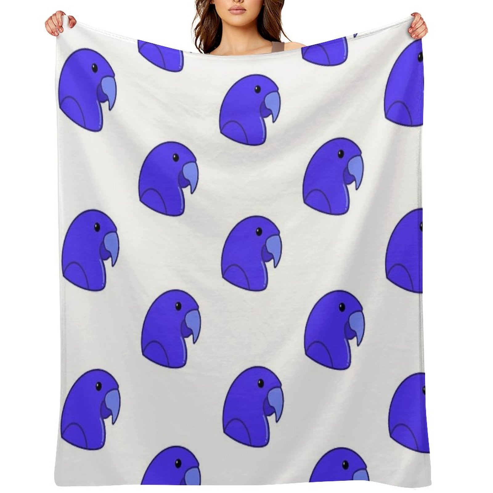 Blueberry As A Macaw (Head View) Shrink-resistant Throw Blanket