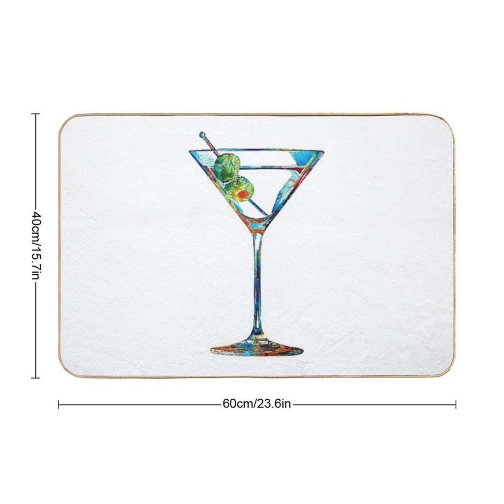 Happy Hour Martini Glass Art - Cheers - Sharon Cummings  Absorbent Bath Mat